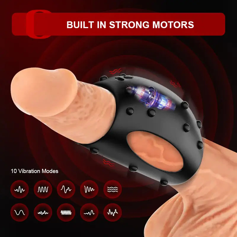 PR2: Cockring Vibrant 2-en-1 avec Sleeve Texturé et 10 Modes