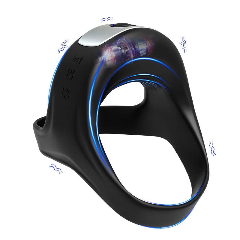 PR7: Cockring Vibrant Double Anneau avec Support Triangulaire et 10 Modes