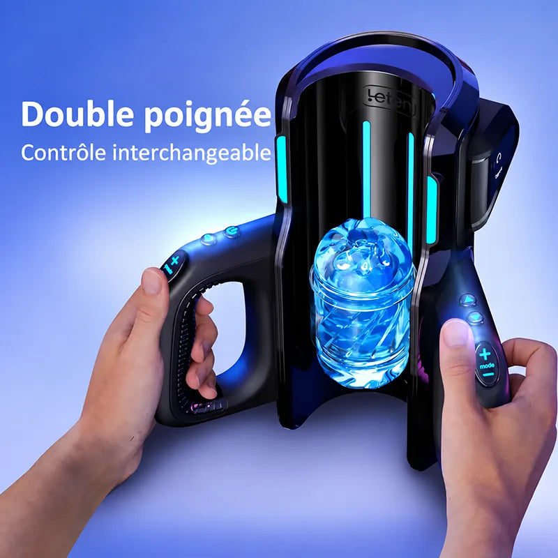 Leten Cannon King: Masturbateur Va et Vient Haute Vitesse avec 700 Coups/min, Double Gaine et Support Smartphone