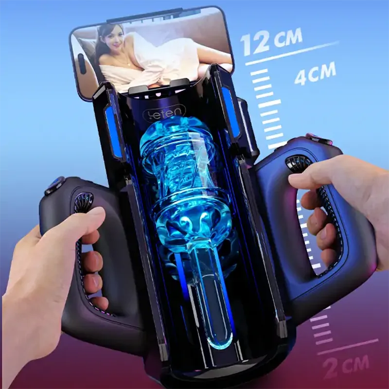 Leten Cannon King: Masturbateur Va et Vient Haute Vitesse avec 700 Coups/min, Double Gaine et Support Smartphone