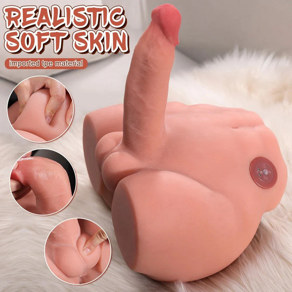 Ethan – Torse masculin 4,4 kg avec dildo vibrant 16 cm