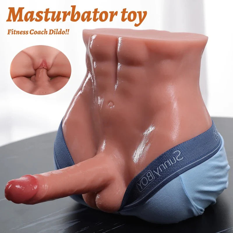 Vernon – Torse masculin marron 5 kg avec dildo réglable 15 cm