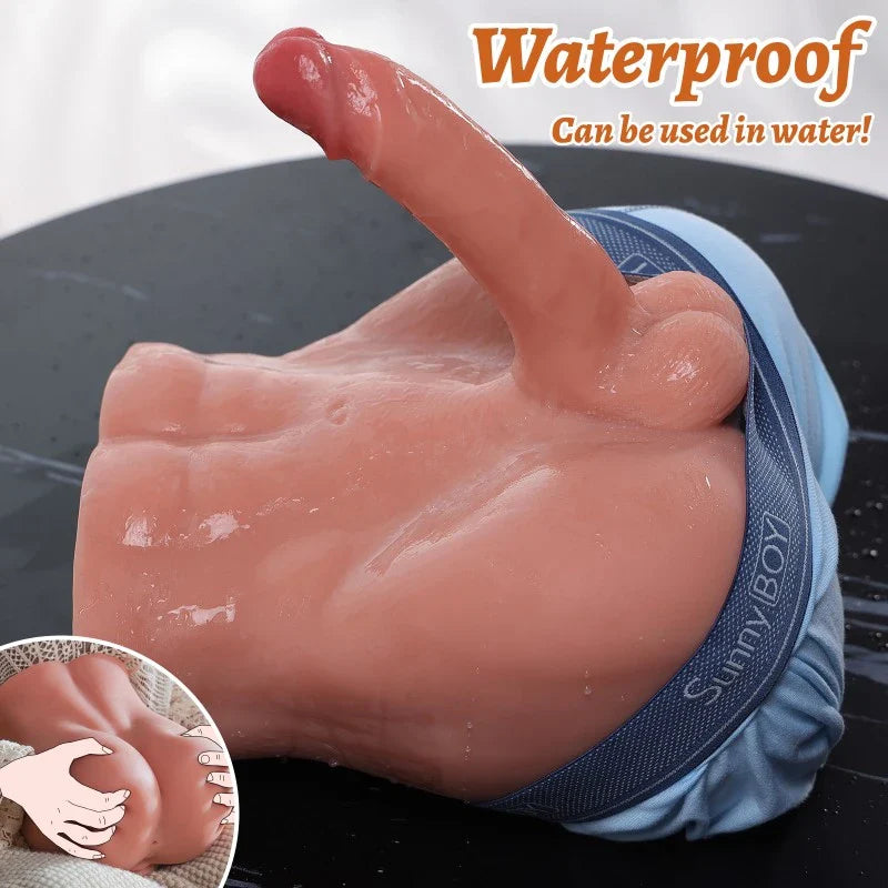 Vernon – Torse masculin marron 5 kg avec dildo réglable 15 cm