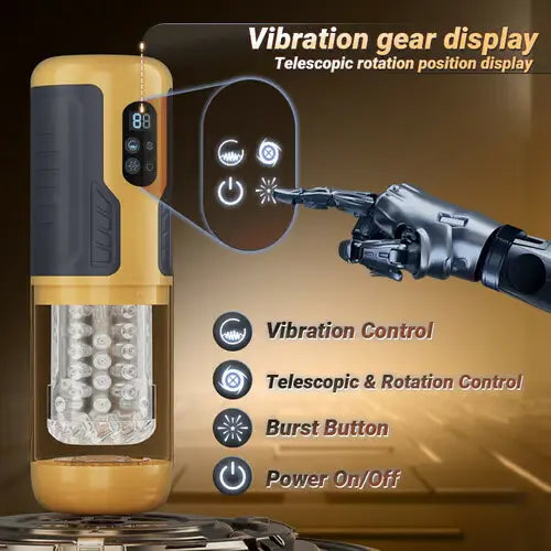 XR15: Masturbateur Automatique 5-en-1 avec Va-et-Vient, Rotation, Langue et Double Vibration