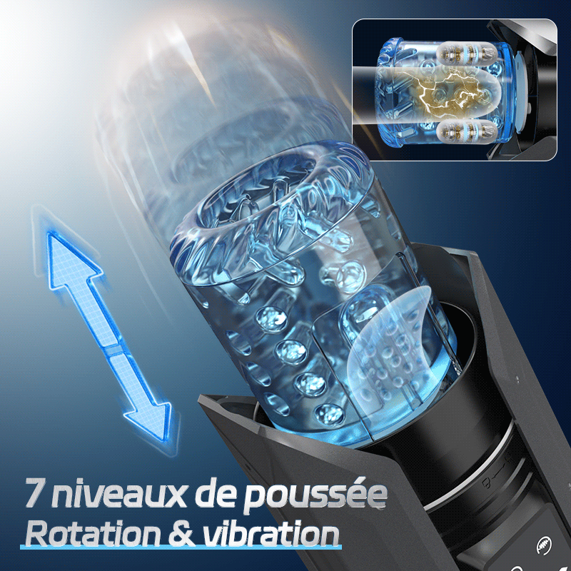 XT20: Masturbateur Automatique IPX7 avec Succion, Rotation, Va-et-Vient, Vibration et Écran LCD