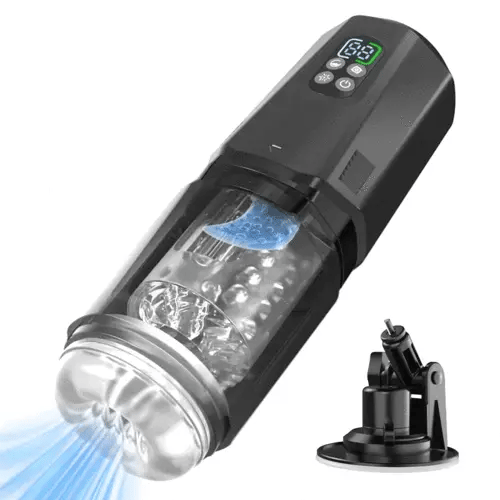 XR19: Masturbateur Main Libre avec Base Ventouse, Application, Rotation et Double Vibration