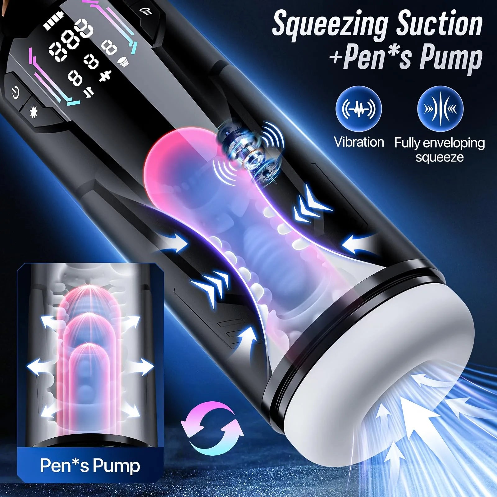XT4: Masturbateur Main Libre avec Ventouse, Succion Serrante, Va-et-Vient et Vibration