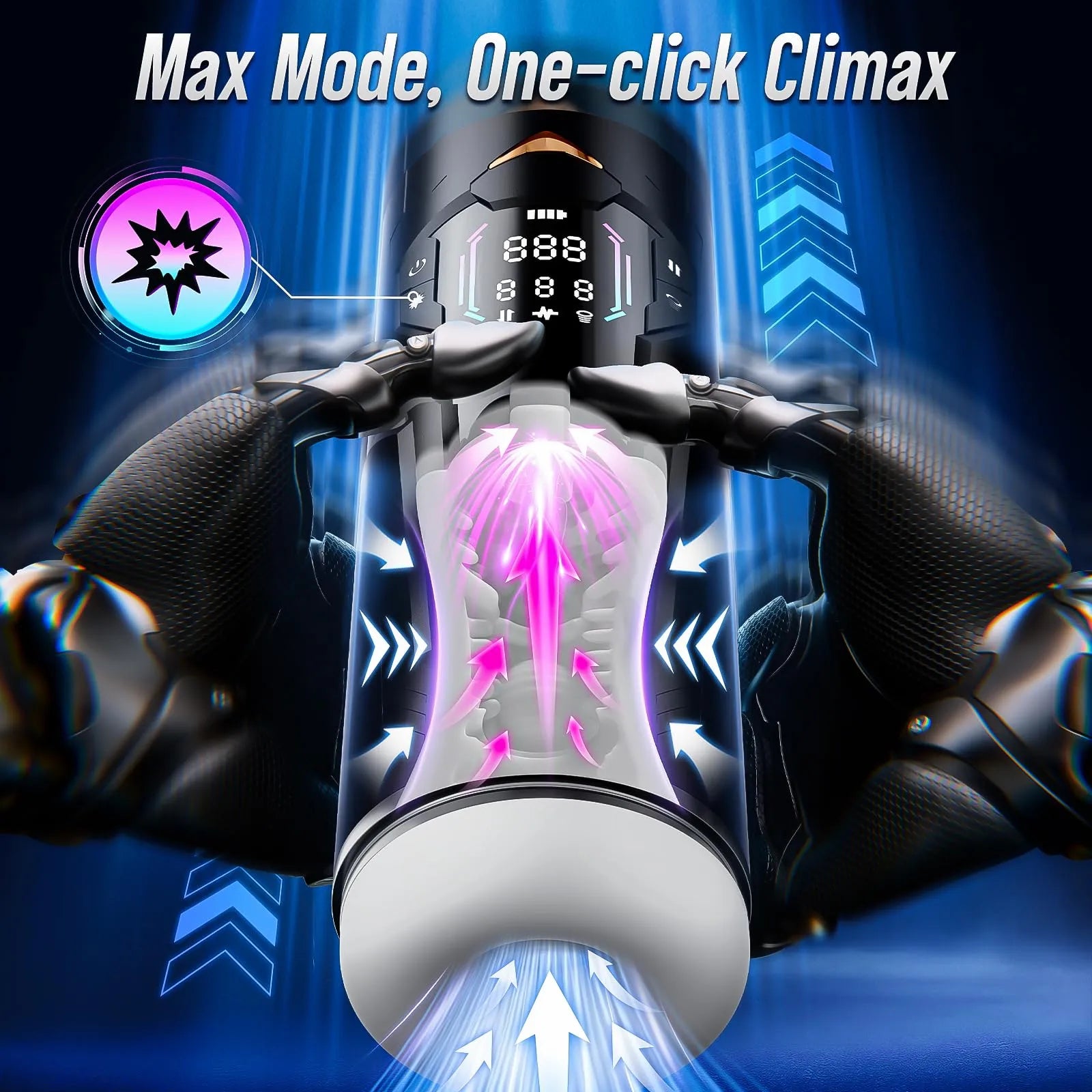XT4: Masturbateur Main Libre avec Ventouse, Succion Serrante, Va-et-Vient et Vibration