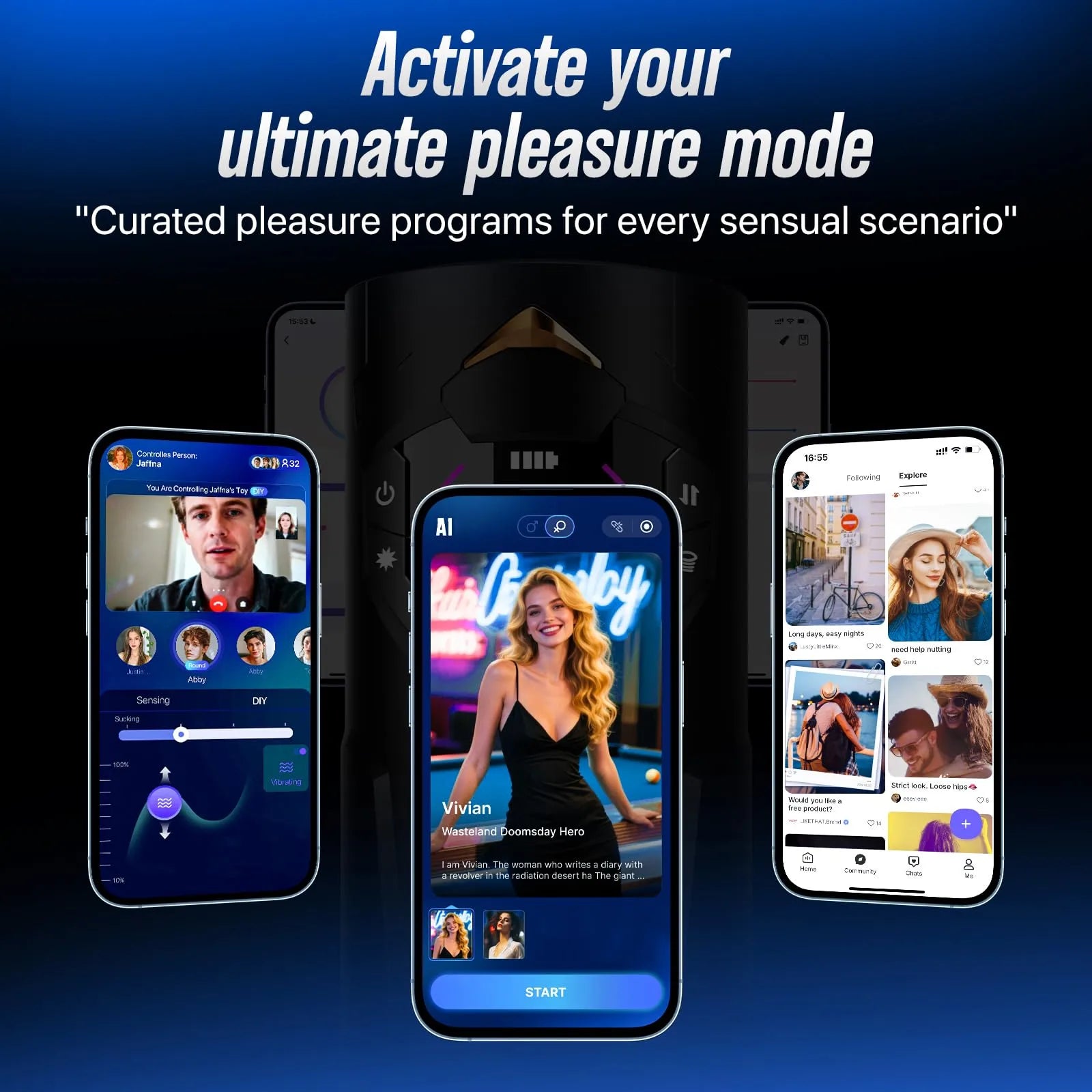 XT4: Masturbateur Main Libre avec Ventouse, Succion Serrante, Va-et-Vient et Vibration