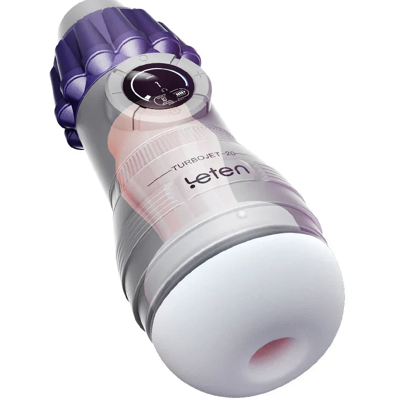 Leten TurboJet: Masturbateur Suceur Compact avec 10 Modes, Vibration et Écran LCD