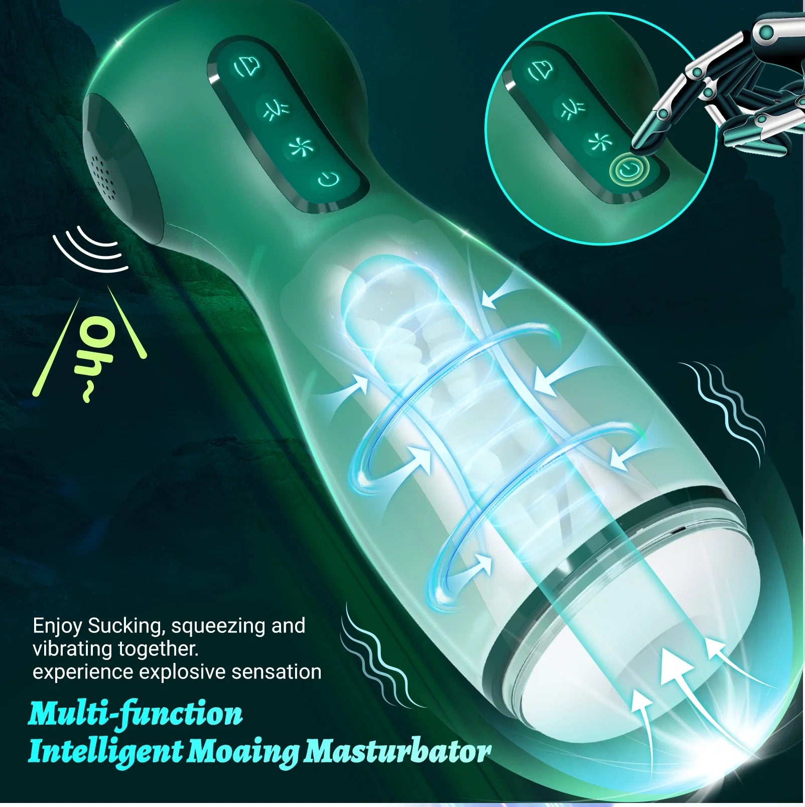 XS7: Masturbateur Suceur avec Vibration, Airbags, Application et Audio Réaliste