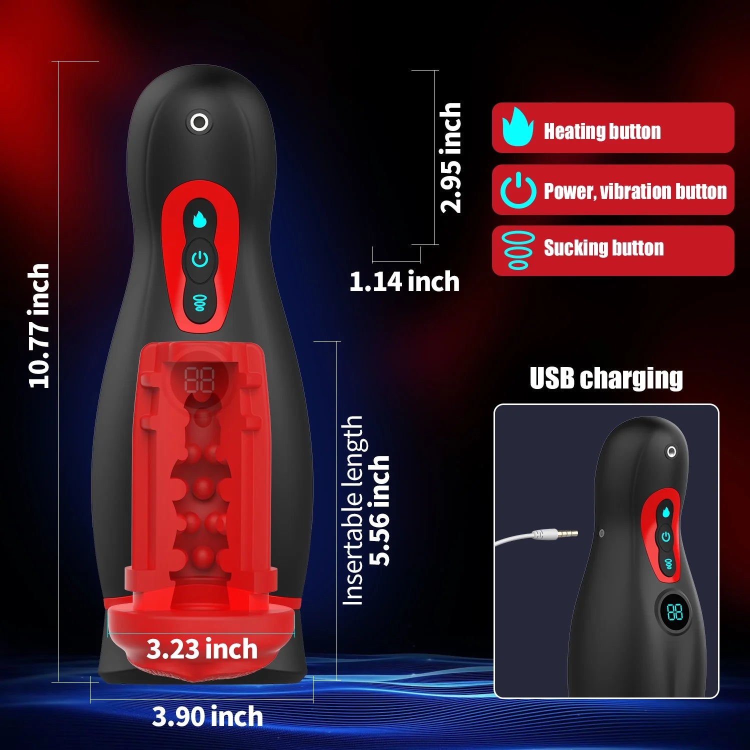XS1: Masturbateur Suceur avec Vibration, Chauffage, Audio et Support Smartphone