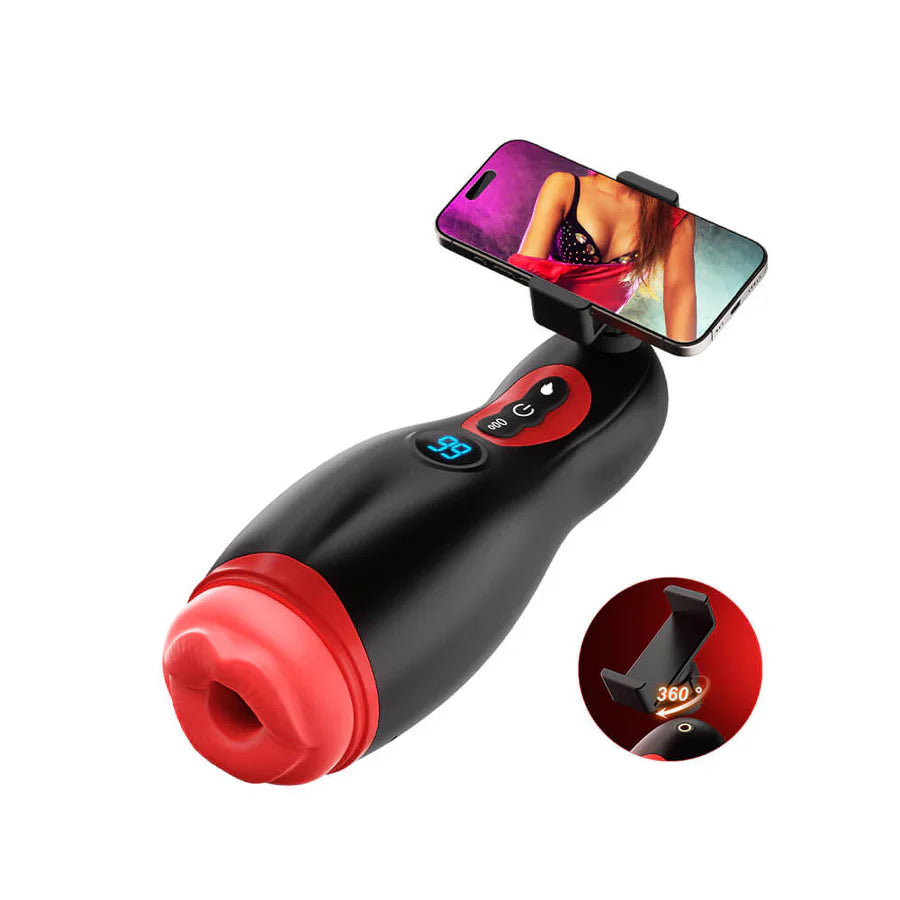XS1: Masturbateur Suceur avec Vibration, Chauffage, Audio et Support Smartphone