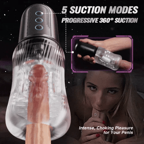 XS14 Pro: Masturbateur Suceur à Poignée avec Double Moteur, 5 Succions et 10 Vibrations