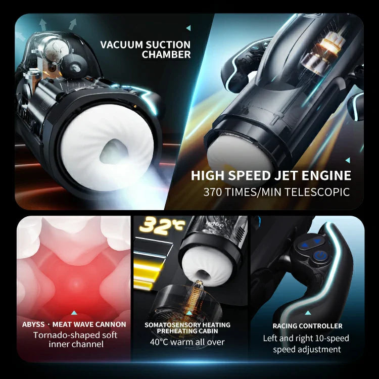 Leten Powerful Blasting: Masturbateur Va et Vient avec Succion, Chauffage et Double Poignée