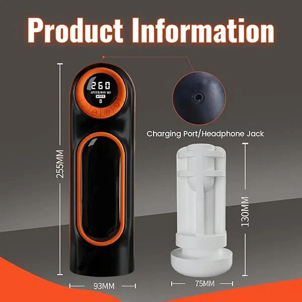 XT1: Masturbateur Va et Vient avec Base Ventouse, Succion, Vibration et Interface LED