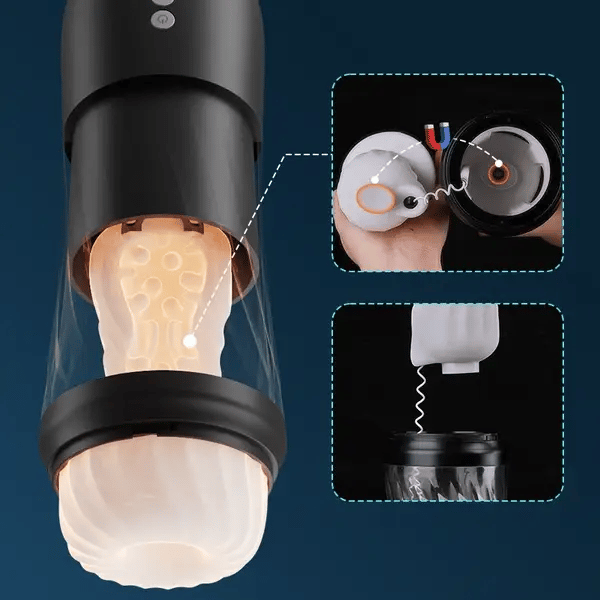 XT3: Masturbateur Va et Vient Style Fusée avec 500 Coups/min, Rotation, Vibration et Chauffage