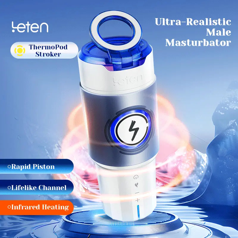 Leten ThermoPod: Masturbateur Va et Vient Chauffant avec 550 Coups/min, 10 Bandes Infrarouges et Moteur