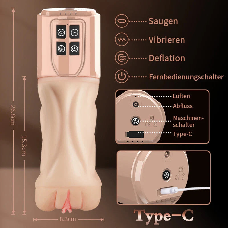 XV7: Masturbateur Vibrant Souple sans Coque, 5 Modes de Succion et 10 Vibrations