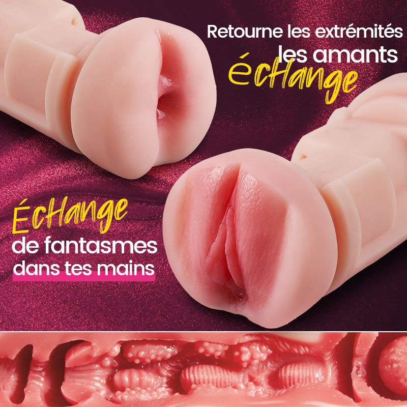 XV12: Masturbateur Vibrant Traversant Double Entrée, IPX7 et 10 Modes