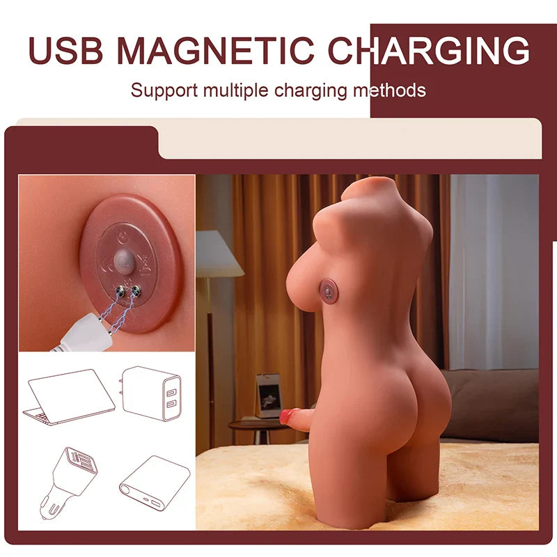 Trent – Torse trans 9,8 kg avec dildo va-et-vient 18 cm