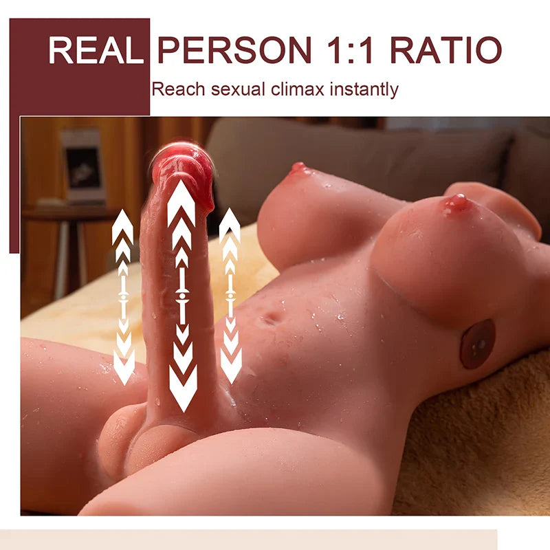 Trent – Torse trans 9,8 kg avec dildo va-et-vient 18 cm