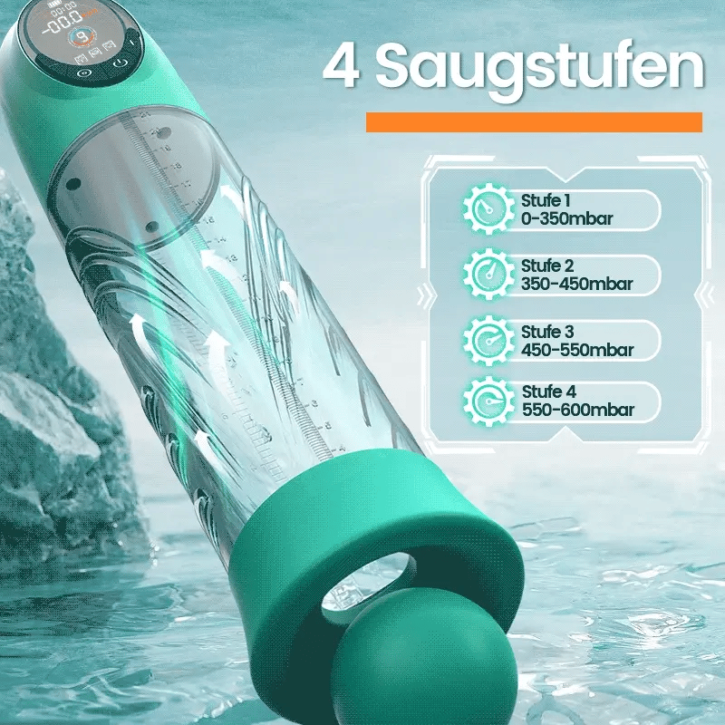 XP14: Pompe à pénis électrique à eau et vide avec 4 niveaux de pression et 9 modes d’aspiration