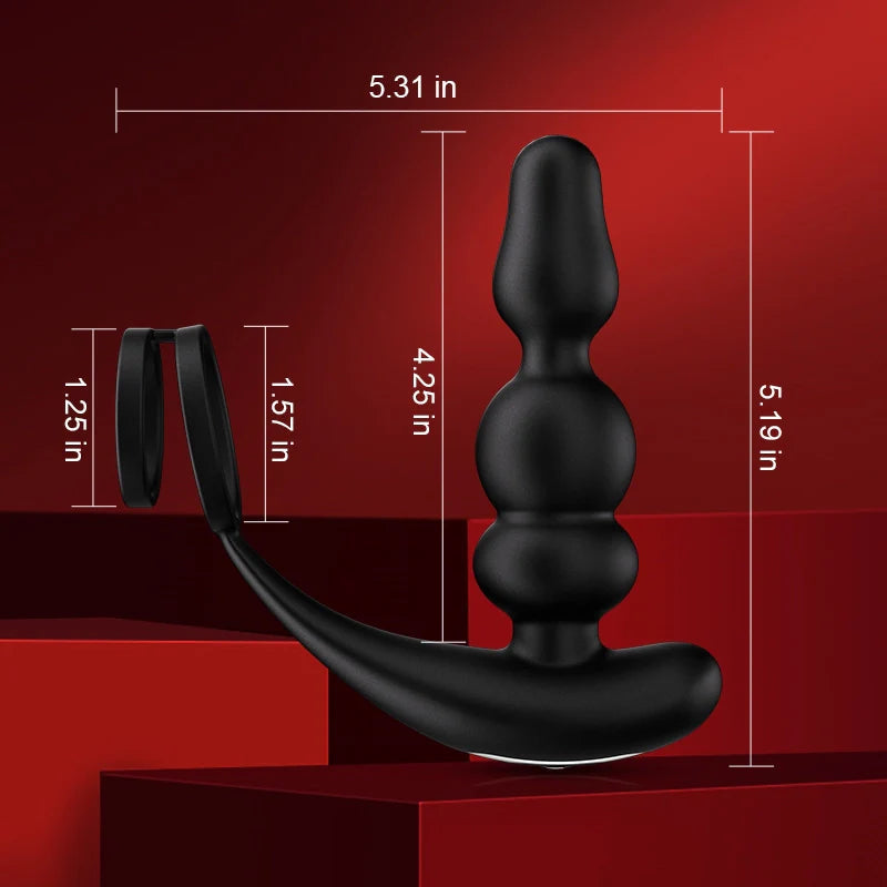 PM14: Masseur Prostatique Rotatif avec Tige Perlée et Télécommande Sans Fil