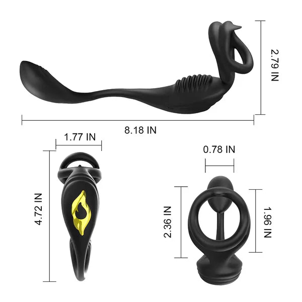 PM5: Masseur Prostatique Double Moteur avec Base Nervurée et Télécommande