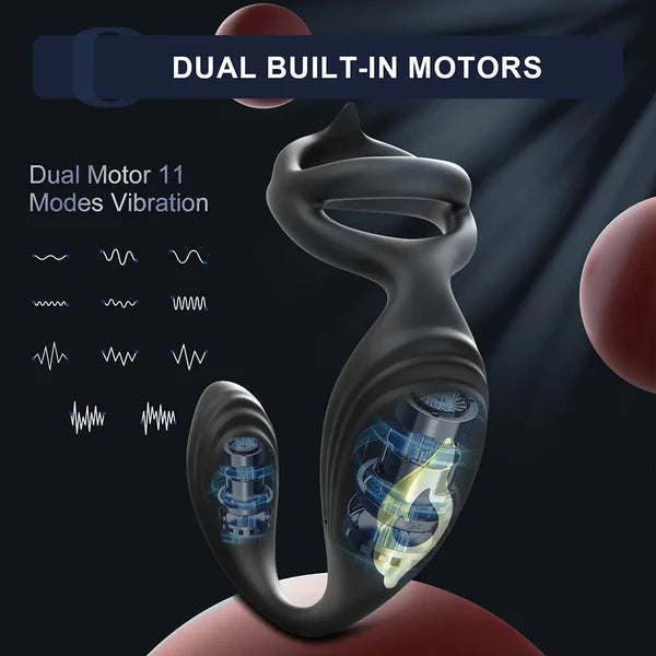 PM5: Masseur Prostatique Double Moteur avec Base Nervurée et Télécommande