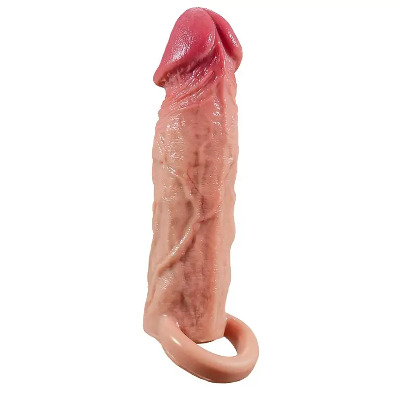 Gaine pénienne réaliste en silicone avec anneau testiculaire, longueur 16 cm