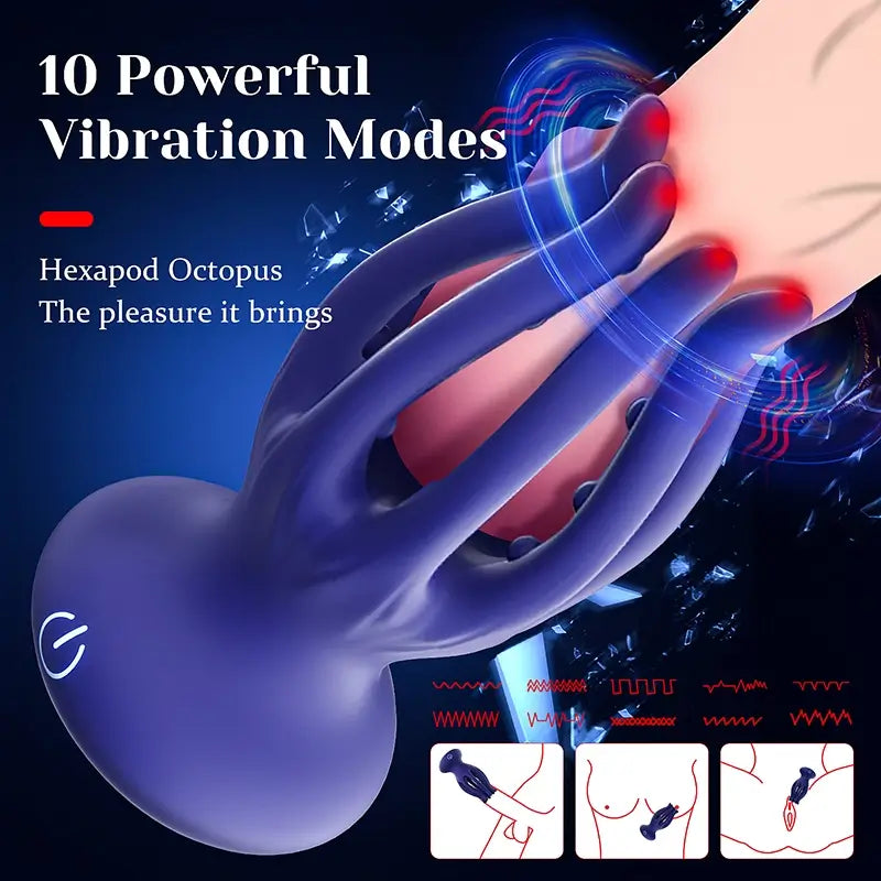 XG16: Stimulateur de Gland Vibrant 2-en-1 avec Tentacules, 10 Modes et Silicone Étanche
