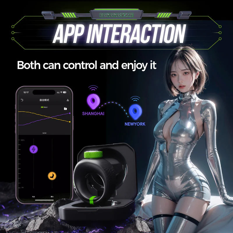 PR1: Cockring Électrique avec App, 10 Vibrations et Réglage par Rotation
