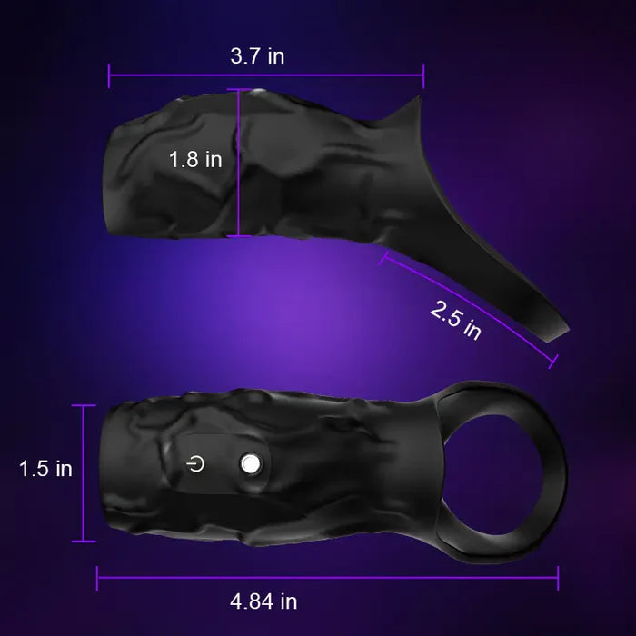 PR11: Cockring Vibrant Long avec Support Scrotal et Textures 3D