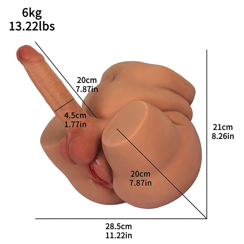 Chris – Fessier trans 6 kg avec dildo à prépuce 20 × 4,5 cm et vagin