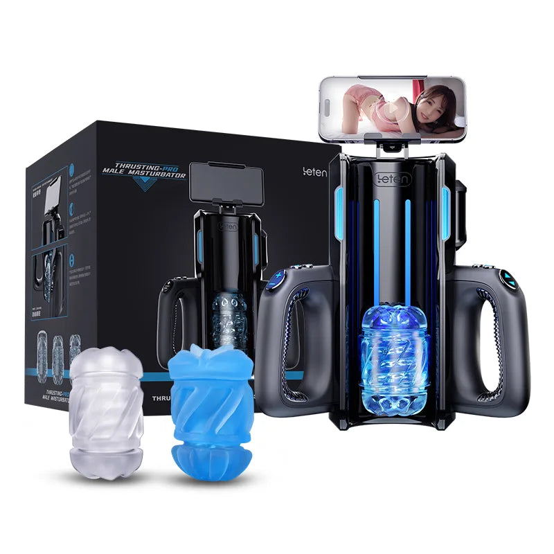 Leten Cannon King: Masturbateur Va et Vient Haute Vitesse avec 700 Coups/min, Double Gaine et Support Smartphone