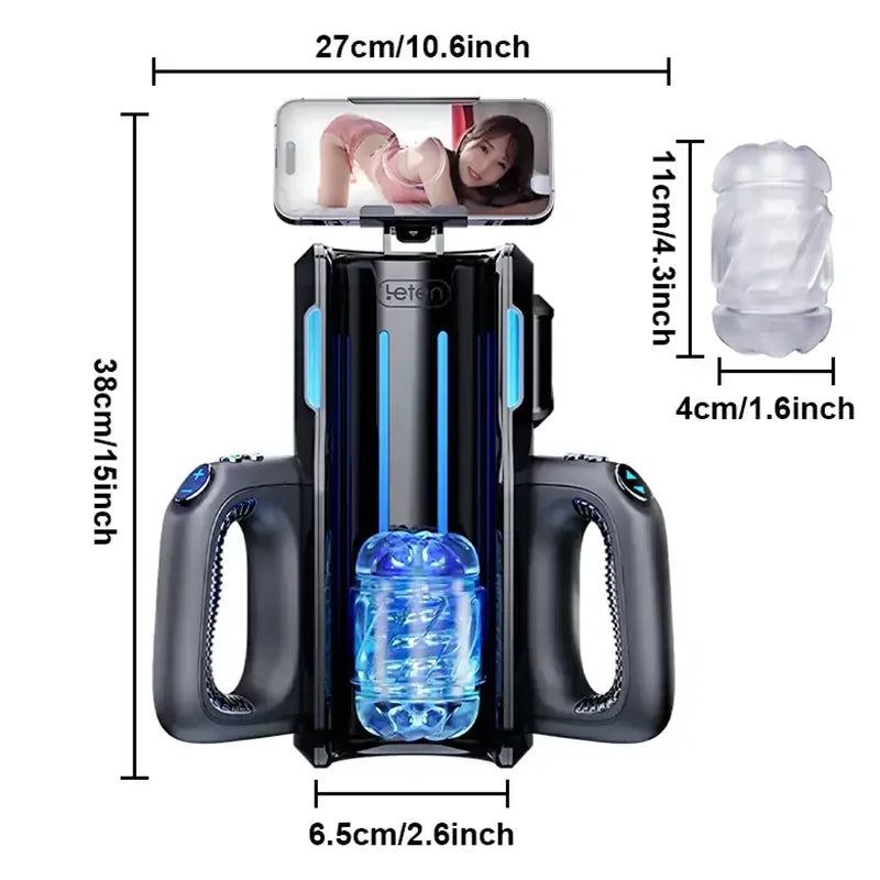 Leten Cannon King: Masturbateur Va et Vient Haute Vitesse avec 700 Coups/min, Double Gaine et Support Smartphone