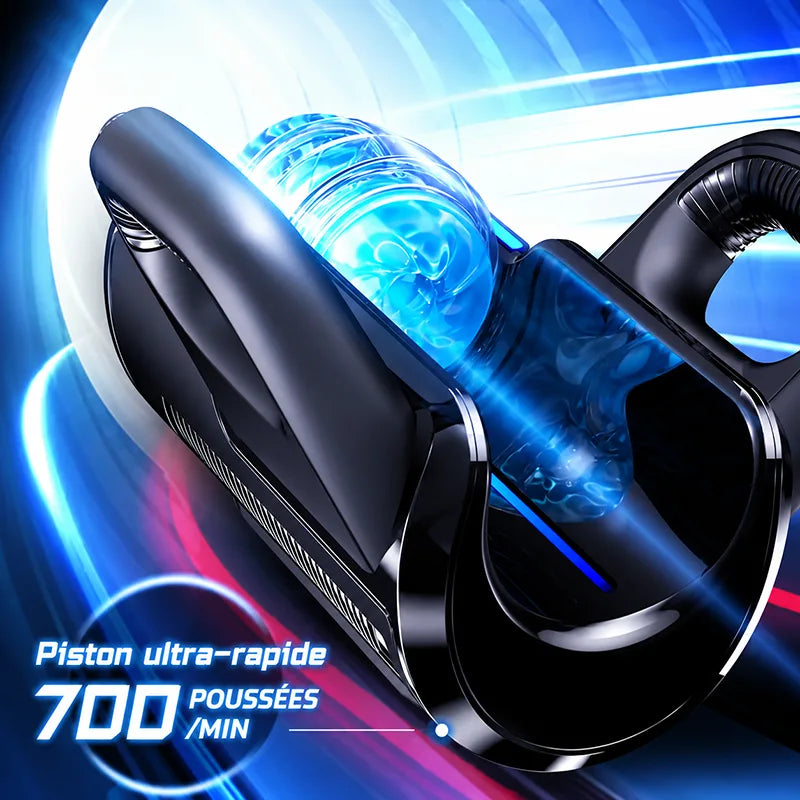 Leten Cannon King: Masturbateur Va et Vient Haute Vitesse avec 700 Coups/min, Double Gaine et Support Smartphone