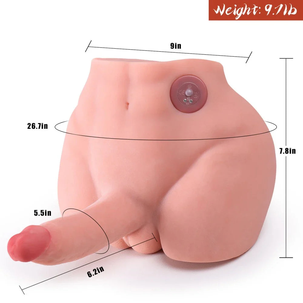 Ethan – Torse masculin 4,4 kg avec dildo vibrant 16 cm