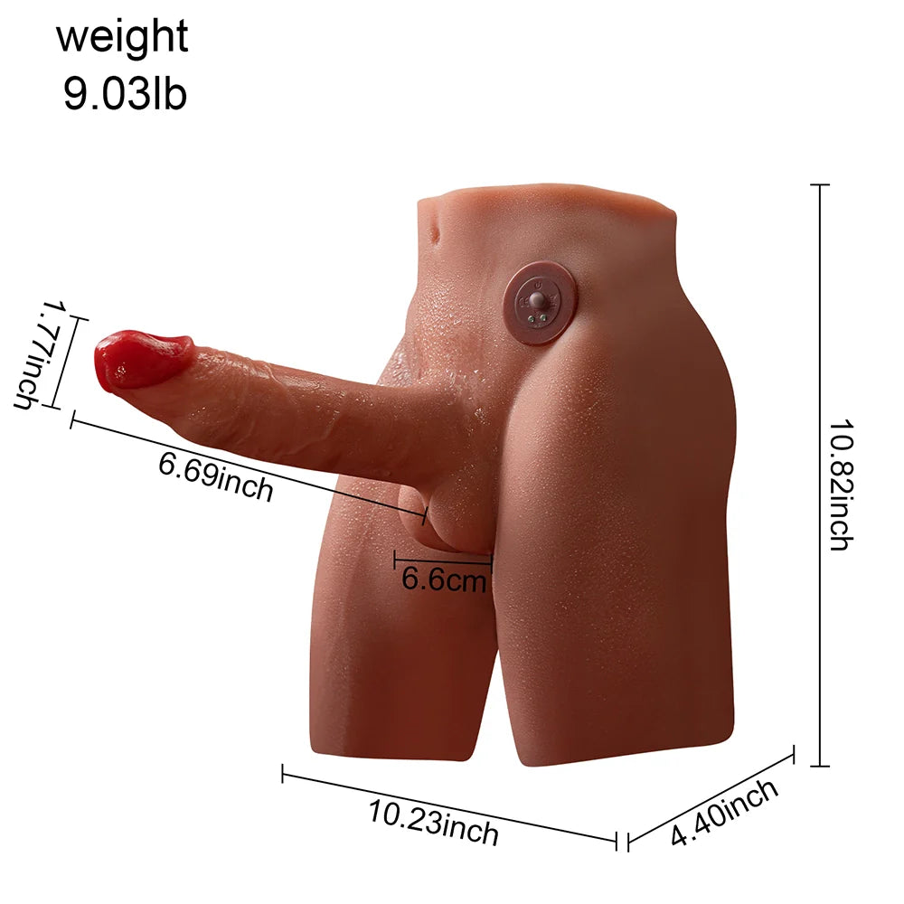 Kyle – Torse masculin 4,1 kg avec dildo vibrant et va-et-vient 17 cm