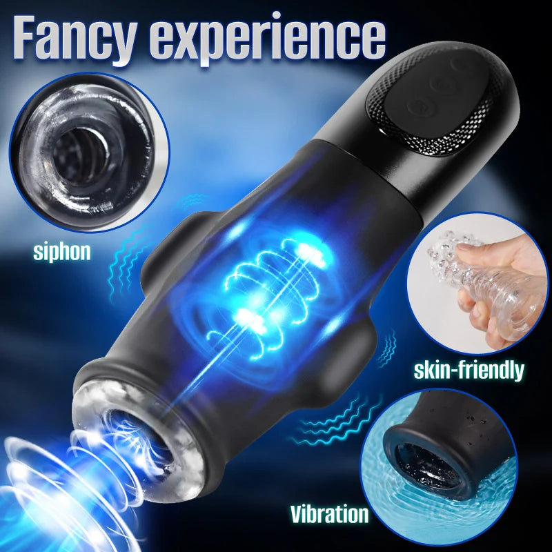 XS3: Masturbateur Suceur Compact avec 5 Succions, 9 Vibrations et Gaine Ajustée