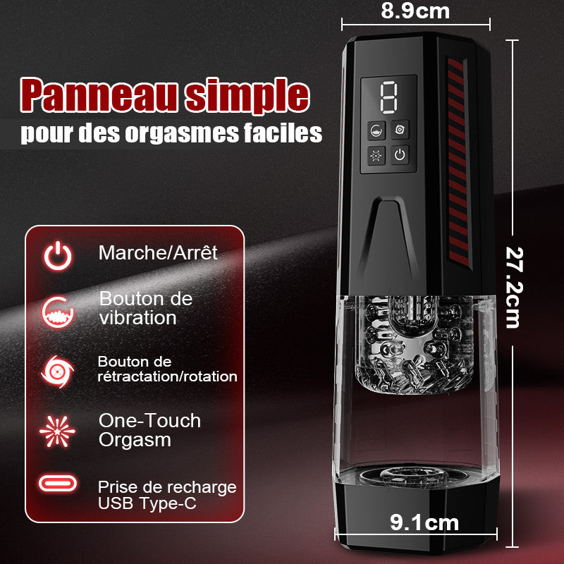 XR6: Masturbateur Automatique Transparent avec Rotation, Va-et-Vient, Vibration et Langue