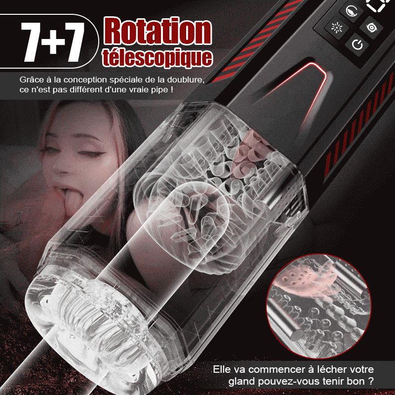 XR6: Masturbateur Automatique Transparent avec Rotation, Va-et-Vient, Vibration et Langue
