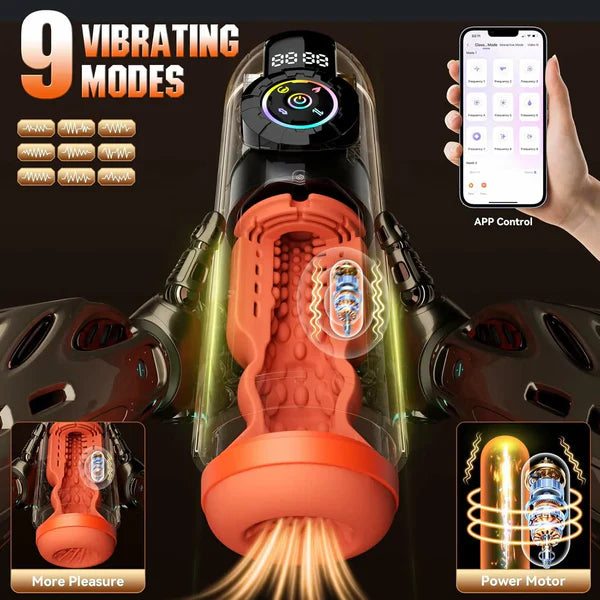 XT12: Masturbateur Automatique 5-en-1 avec Succion, Va-et-Vient, Vibration, Chauffage et App
