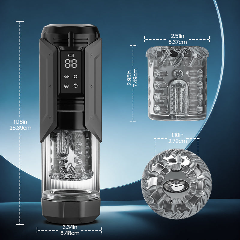 XT20: Masturbateur Automatique IPX7 avec Succion, Rotation, Va-et-Vient, Vibration et Écran LCD
