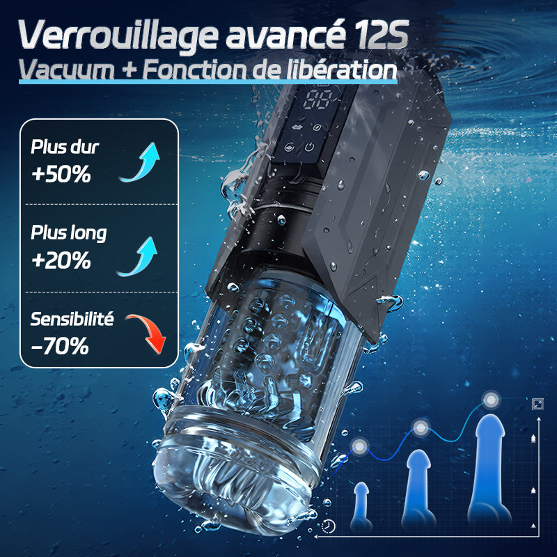 XT20: Masturbateur Automatique IPX7 avec Succion, Rotation, Va-et-Vient, Vibration et Écran LCD