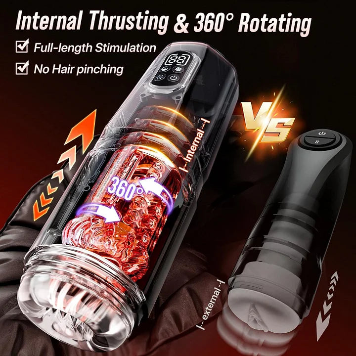 XR19: Masturbateur Main Libre avec Base Ventouse, Application, Rotation et Double Vibration
