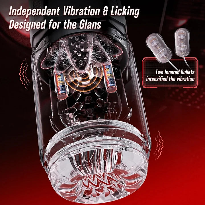 XR19: Masturbateur Main Libre avec Base Ventouse, Application, Rotation et Double Vibration