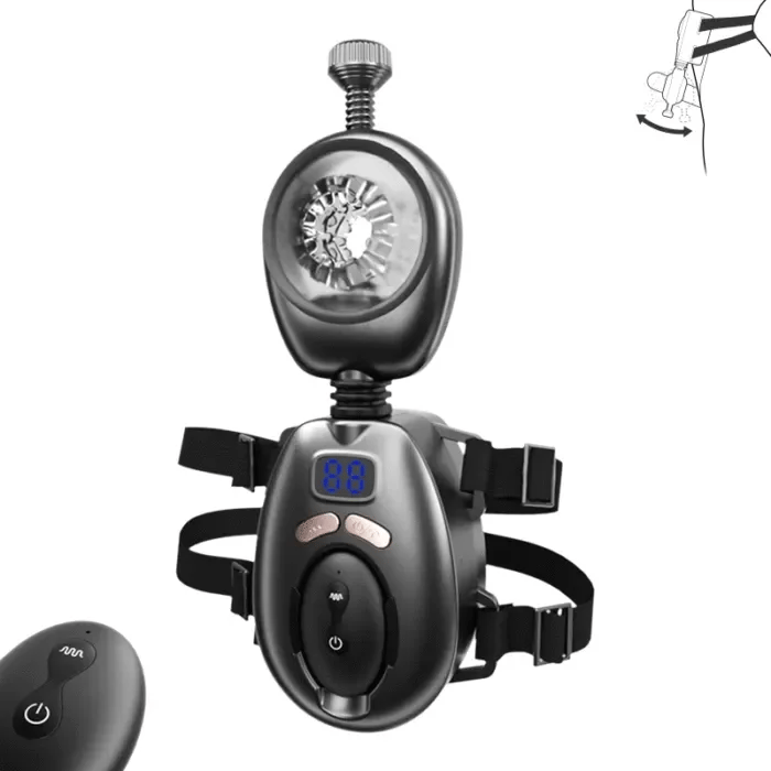 XT11: Masturbateur Main Libre Portable avec Sangle, 9 Va-et-Vient, 9 Vibrations et Télécommande