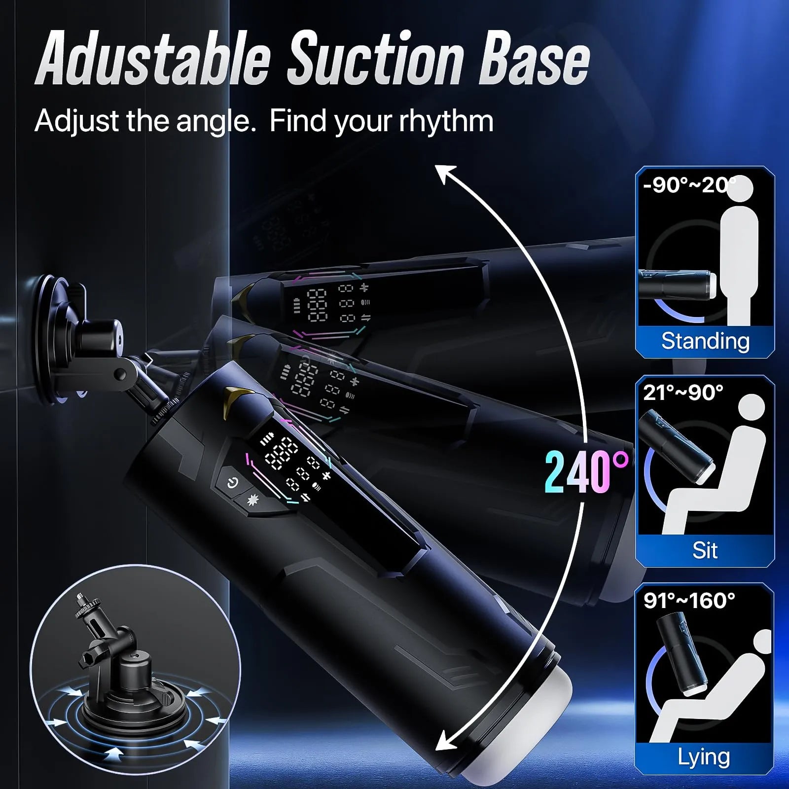 XT4: Masturbateur Main Libre avec Ventouse, Succion Serrante, Va-et-Vient et Vibration